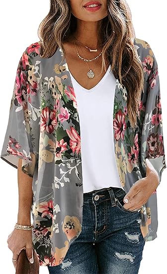 summer long flowy kimono up tops cardigan coat outwear