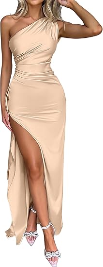 Memoriesea Women's Sexy One Shoulder High Split Cocktail